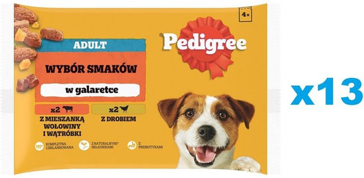 Produktbild von PEDIGREE Adult Mix Nassfutter mit Rind, Leber und Geflügel in Gelee - 52 x 100 g