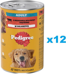 Produktbild von PEDIGREE Adult Nassfutter für Hunde mit Rindfleisch in Gelee - 12 x 1200 g