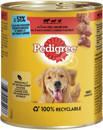 Produktbild von Pedigree Classic 3 Sorten Fleisch Hundenassfutter Sparpaket 24 x 800 Gramm