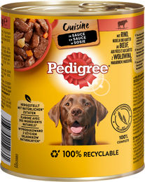 Produktbild von Pedigree Cuisine in Sauce mit Rind, Nudeln und Karotten - 12 x 800 g