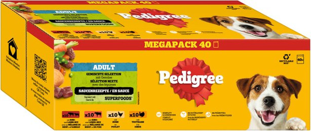 Produktbild von PEDIGREE DOGCARE Hundefutter Portionsbeutel Chunks in Soße Adult - 40 x 100 g