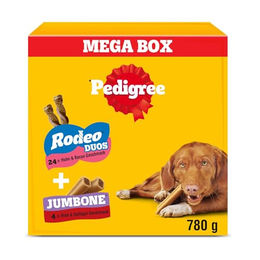 Produktbild von Pedigree Hundesnacks Mixpack Rodeo Duos Huhn & Bacon und Jumbone Riesenknochen Rind & Geflügel - 780 g