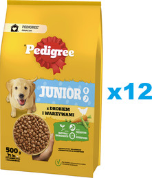 Produktbild von PEDIGREE Junior Trockenfutter mit Geflügel und Gemüse - 12 x 500 g