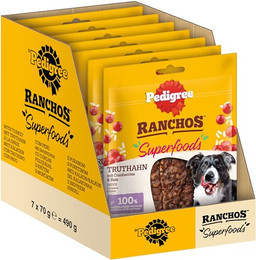 Produktbild von Pedigree Ranchos Superfoods Hundesnacks mit Truthahn - 7 x 70 g