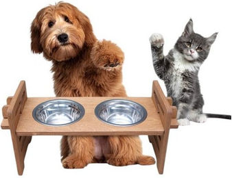 Produktbild von PEGSEN Futterstation aus Holz höhenverstellbar für Hund und Katze