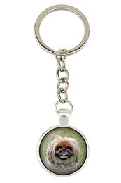 Pekingese Schlüsselanhänger aus Metall mit Foto – Bild 1 von 6