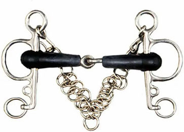 Produktbild von Pelham für gebrochenes Pferd aus Edelstahl und Gummi mit Kettchen Tattini