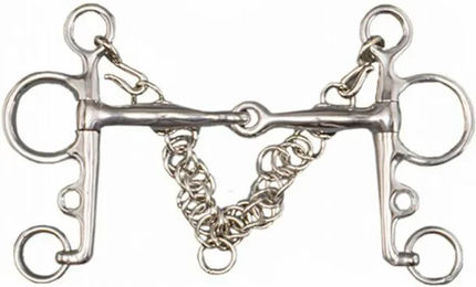 Produktbild von Pelham Gebiss aus Edelstahl mit Kinnkette