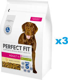 Produktbild von PERFECT FIT Adult 1+ 3x2,6kg: Trockenvollnahrung mit Huhn für adulte Hunde großer Rassen