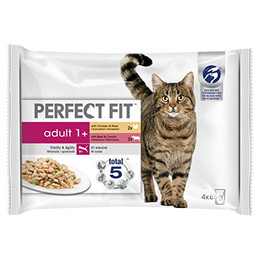 Produktbild von Perfect Fit Adult 1+ Katzenfutter nass mit Huhn und Rind - 28 x 85 g