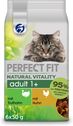 Produktbild von Perfect Fit Katze Natural Vitality Adult 1+ mit Truthahn und Huhn - 6 x 50 g