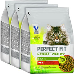 Produktbild von PERFECT FIT Natural Vitality Trockenfutter mit Rind und Huhn für adulte Katzen - 3 x 2,4 kg