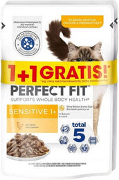 Produktbild von PERFECT FIT Sensitive 1+ 2x85 g: Nassfutter mit Huhn für adulte Katzen in Soße