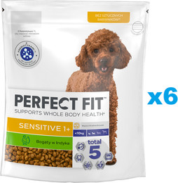Produktbild von PERFECT FIT Sensitive 1+ Rich in Turkey Trockenfutter für kleine Hunde - 6 x 825 g