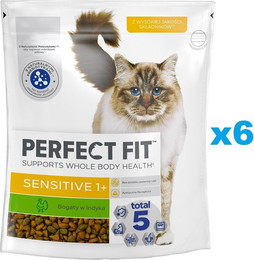 Produktbild von Perfect Fit Sensitive 1+ Trockenfutter für Katzen mit Truthahn - 6 x 750 g