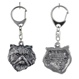 Persische Katze Silberfarbener Schlüsselanhänger mit Katze in Geschenkbox – Bild 1 von 9