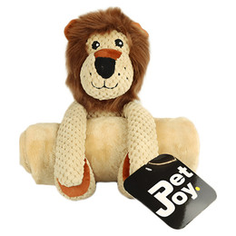 Produktbild von Pet-Joy Products Hundespielzeug DoggyToy Buddies 2-in-1 Kuscheltier mit Tuch Lion