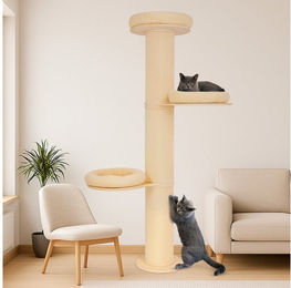 PET VIOLET Kratzbaum wandmontiert 185 cm hoch, XXL Katzenbaum I Premium Sisal Säulen, Kissen abnehmbar & waschbar, Premium Sisal, XXL Katzenbaum185 cm hoch – Bild 1 von 5