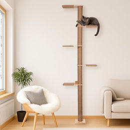 PET VIOLET Kratzbaum XXL Katzenbaum 206 cm hoch, wandmontierter 5 Ebenen Katzenkratzbaum, Katzenkratzbaum wandmontiert, 206 cm hoch, 5 Ebenen, Massivholz – Bild 1 von 7