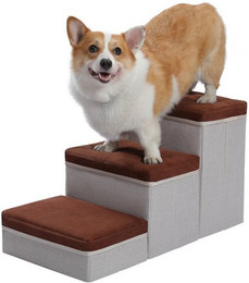 Produktbild von PETEPELA Hunderampe Faltbare Hundetreppe 3 Stufen für kleine Hunde