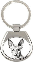 Produktbild von Peterbald - Schlüsselanhänger mit Katze, Schlüsselanhänger mit Aufdruck, personalisierter Anhänger der Marke Art-Dog silber