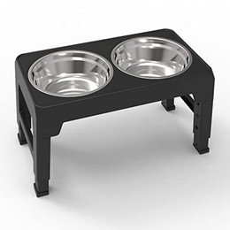 Produktbild von PETGARD 4-fach höhenverstellbare Futterstation mit Edelstahlnäpfen - 2,4 l