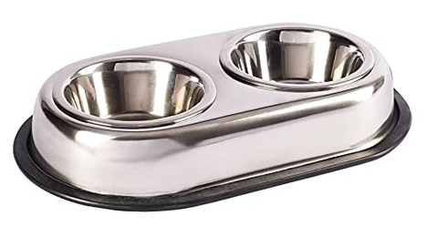 Produktbild von PETGARD Futterstation Doppelnapf mit 2 Edelstahlnäpfen - 2 x 350 ml