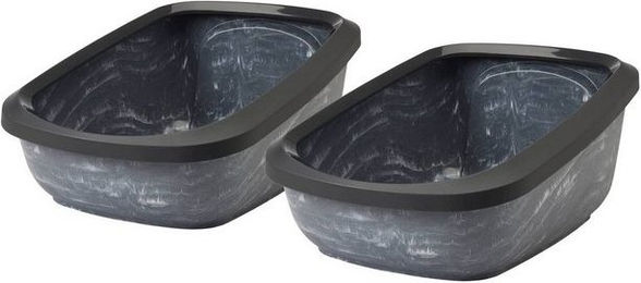 Produktbild von PETGARD Katzentoilette ASEO Jumbo mit Rand 2er Sparpack schwarz-marmor