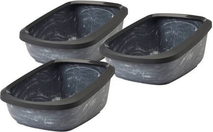 Produktbild von PETGARD Katzentoilette ASEO Jumbo mit Rand schwarz-marmor 3er Sparpack