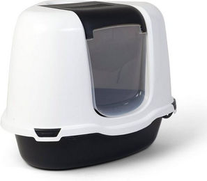 Produktbild von PETGARD Katzentoilette Eck-Toilette mit Schaufel und Filter weiß-schwarz