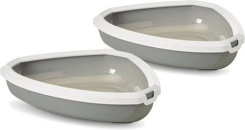 Produktbild von PETGARD Katzentoilette Ecktoilette mit Rand grau-weiß 2er Sparpack