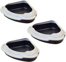 Produktbild von PETGARD Katzentoilette Ecktoilette XXL Schalentoilette Memphis schwarz-weiß 3er Sparpack