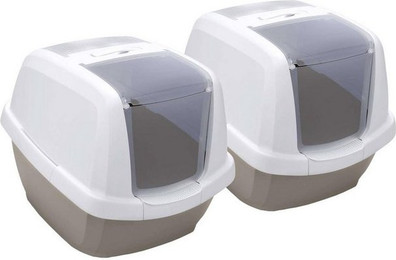 Produktbild von PETGARD Katzentoilette Haubentoilette Weiss-Grau 2er Set