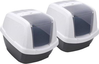 Produktbild von PETGARD Katzentoilette Haubentoilette Weiss-Schwarz 2er Set