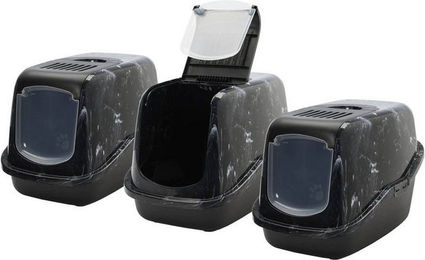 Produktbild von PETGARD Katzentoilette Nestor Haubentoilette schwarz-marmor