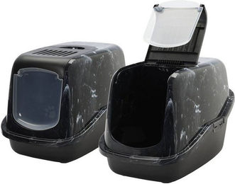 Produktbild von PETGARD Katzentoilette Nestor Haubentoilette schwarz-marmor