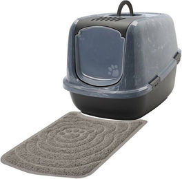Produktbild von PETGARD Katzentoilette NESTOR JUMBO schwarz-marmor für große Katzen inkl. Vorlegematte