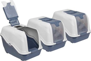Produktbild von PETGARD Katzentoilette Netta Maxi XXL weiss-blau 3er Sparpack