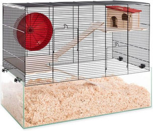 Produktbild von PETGARD Mäuse- und Hamsterkäfig Minnesota mit Glaswanne und Holzetagen