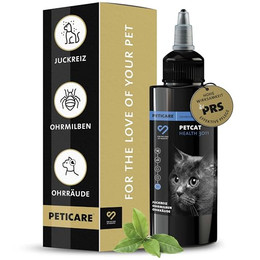 Produktbild von Peticare Anti-Parasiten Mittel für Katzen-Ohren - 250 ml