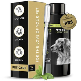 Produktbild von Peticare Zecken-Schutz Mittel für Hunde Spot-On auf pflanzlicher Basis - 100 ml