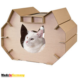 Produktbild von Petigi Tierhaus XXL Katzenhaus Katzenhöhle Katzennest Kratzmatte Haus Pappe Kartonhaus