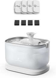 Produktbild von Petlibro Dockstream automatischer Katzenbrunnen mit Kabellose Pumpe, Wei?er Edelstahl / Dockstream & 4er-Packung Filter