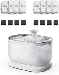 Produktbild von PETLIBRO Dockstream automatischer Katzenbrunnen mit Kabellose Pumpe, Wei?er Edelstahl / Dockstream & 8er-Packung Filter