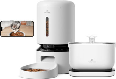 Produktbild von Petlibro Kamerafutterautomat & akkubetriebener Katzenbrunnen, Weiß / Einzelne Schale