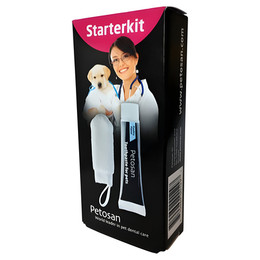 Produktbild von Petosan Starterkit zur Zahnpflege mit Fingertuch und Zahnpasta