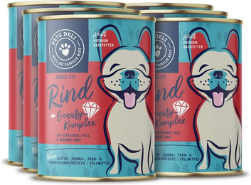 Produktbild von Pets Deli Breed Fit Nassfutter Rind mit Buchweizen, Karotte und Blaubeere für Hunde - 6 x 400 g