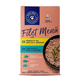 Produktbild von Pets Deli Filet Menü Nassfutter für Katzen mit Hühnerfilet und Thunfischfilet - 6 x 85 g