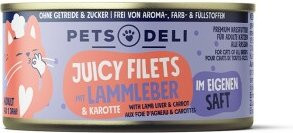 Produktbild von Pets Deli Nassfutter Katze Adult Juicy Filets Huhn mit Lammleber und Karotte - 12 x 70 g