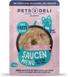 Produktbild von Pets Deli Nassfutter Katze Adult Saucen Menü Lachs mit Brokkoli - 12 x 70 g